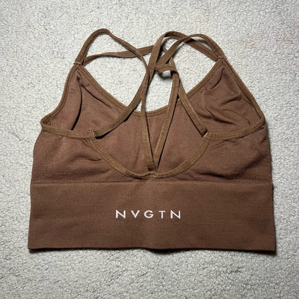 NVGTN Seamless Flourish Spandex Brown Sports Bra Size Small - Picture 3 of 4